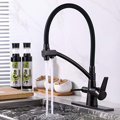 GAPPO Modern Pull Down Kitchen Sink Faucet 3 in 1 Water Filter Purifier Faucet Black Oil Rubbed Bronze - Thumbnail 3