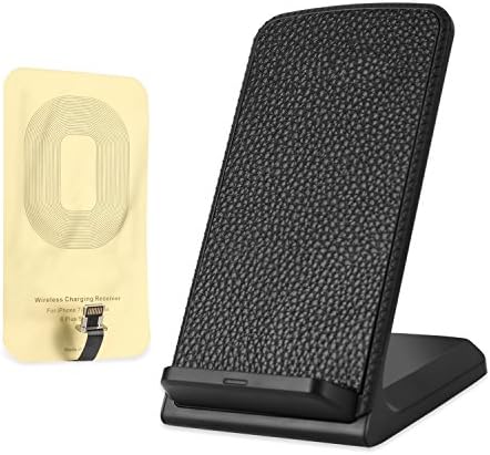 Qinoren Qi Wireless Charger Kit for iPhone5s, 6, 6s,6plus, 6s plus ,7,7plus Including QI Wireless Charging Stand and QI Receiver (Lightning Port、Not Included AC adapter)