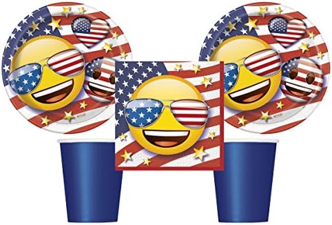 Emoji Patriotic Party Place Setting for 16 Plates, Napkins &amp; Cups
