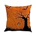 Happy Halloween Pillow Cases,Napoo 2017 Printed Flax Square Funny Pumpkin Castle Bat Owl Pattern Pillow Shams Sofa Throw Cushion Pillow Cover Cases 18x18 (D)