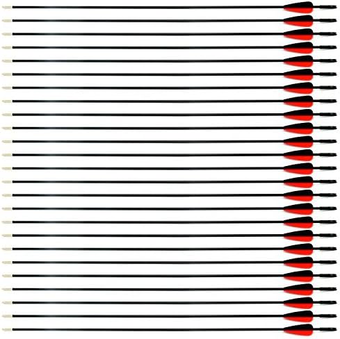 Wolf Soldier 24Pcs Fiberglass Arrow 30" Inch Archery Hunting Archery Target Arrows Steel Point 28-35lbs For Recuve & Compound Bow Recurve Bow Practice Arrows