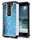 LG Escape 3 Case, LG Phoenix 2 Case, LG K8 Case, NageBee - Premium Design Heavy Duty Defender Dual Layer Protector Hybrid Case for LG Escape 3 & LG Phoenix 2 & LG K8 (Hybrid Plum Blossom)
