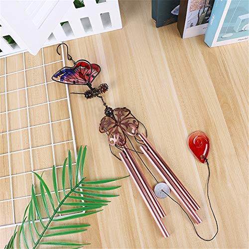 WEISIPU Windwings 3D Butterfly Wind Chimes - Outdoor Metal Windchime Garden Chimes Home Garden Decoration (Pink)