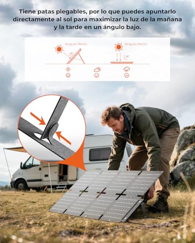 BigBlue Cargador Solar Plegable de 60W, ETFE Panel Solar Portátil QC3.0+PD45W+Salida de CC de 22,2V 【IP68 Resistente al Agua y Soporte】 para acampada, Compatible con Celular Tableta Generador Solar