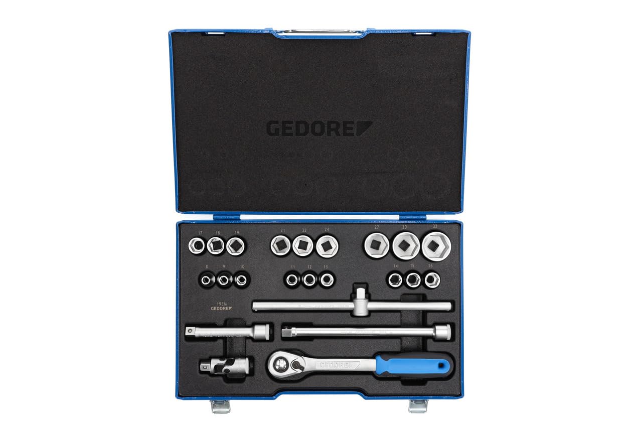 GEDORE 23-piece Socket spanner set, 1/2", 8-32 mm, Tool, Sockets ratchet, for Automotive, 19 EMU 20