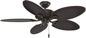 Casablanca Indoor / Outdoor Ceiling Fan, with pull chain control - Charthouse 54 inch, Onyx Bengal, 55073,Large