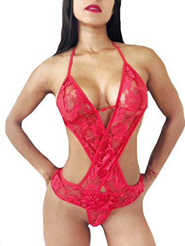 Angel Sexy Erotic Lingerie Hot Lace Perspective Babydoll Dress, Sexy Sleepwear Nightwear Sex Underwear Sexy Costumes (Red)