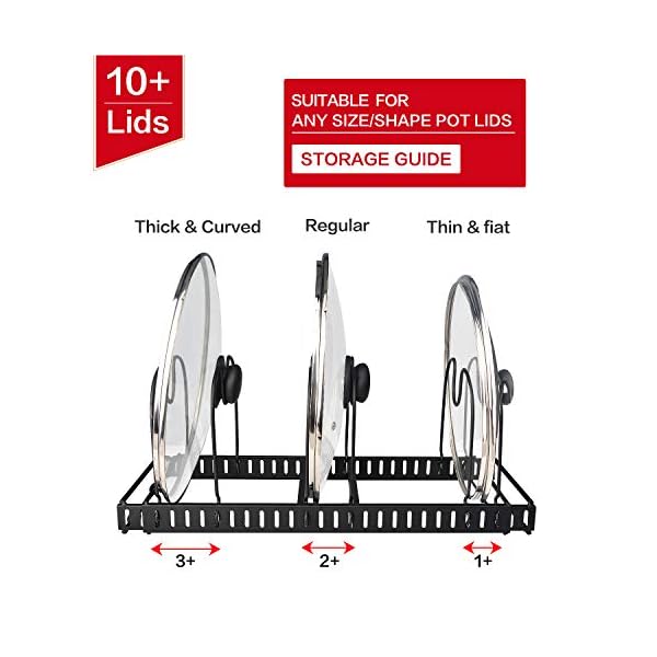 Xcosrack 11 Dividers Pot Pan Lid Rack Bakeware Cupboard Organizer
