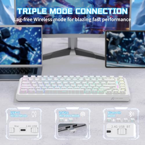 ATTACK SHARK X82PRO HE 75% Wireless Gaming Keyboard with Quick Trigger, Hall Effect Magnetic Switch Keyboard with Adjustable Actuation RT 0.01 mm, 8 KHz, Hot-Swap, RGB, Gamer (White)
