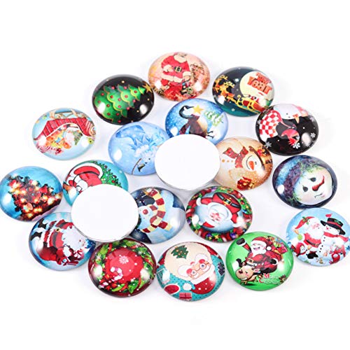 60 Pcs Glass Cabochons,Mosaic Printed Glass Dome Cabochons Mosaic Tiles for Jewelry Crafts Making - Thumbnail 2