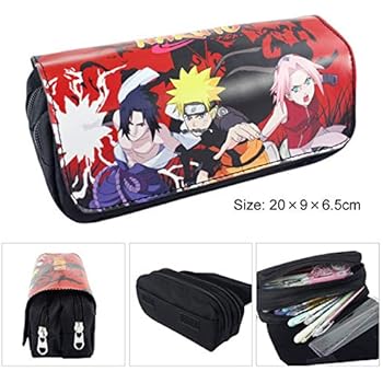Bowinr Naruto Shippuden Pencil Case, Japanese Anime Large Capacity Stationery Pouch Bag with Zipper for School & Office (Style 03)