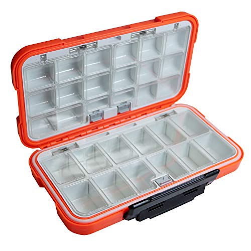 KEESHINE Angelzubehör-Box, Aufbewahrungsbox, 2 Seiten, Kunststoff, abnehmbares Gitter-Aufbewahrung, Schmuck-Organizer, Behälter für Köder, Haken, Perlen, Ohrringe, Werkzeug (orange) – Bild 4