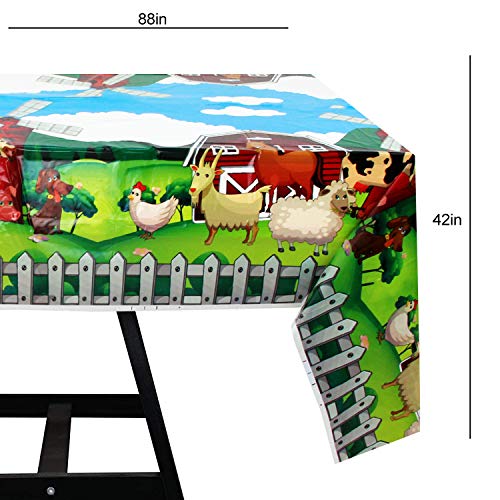177 Piece Farm Animal Party Supplies Set Including Banner, Plates, Cups, Napkins, Tablecloth, Spoon, Forks, and Knives, Serves 25