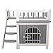Petsfit Indoor Cat House 2 Level with Escape Door and Balcony, Multifunction Indoor&Outdoor Use, Wooden Cat House for 1-2 Cats