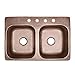 Sinkology KDF-3322AH Raphael Dual Mount Handmade Pure Solid 4-Hole Double Bowl Kitchen Sink, 33