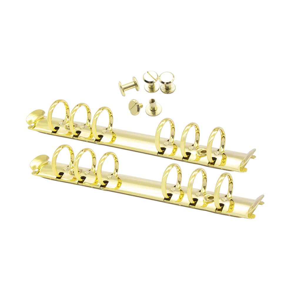 Photo 1 of 2PCS 6-Ring Binder Mechanism A6 Notebook Mechanism Replacement Kit Gold Metal Clip Ring Binding Round Ring Binding Spines Combs Set for Planner Organizers