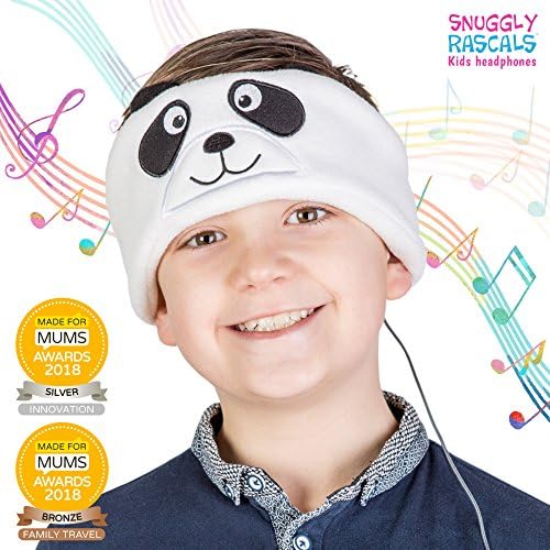 (v2 Kids Headphones - Headphones for Kids - Comfortable, Adjustable and Volume Limited - Great for Travel & Children’s Tablets and Smartphones - for Girls and Boys - Fleece - Panda