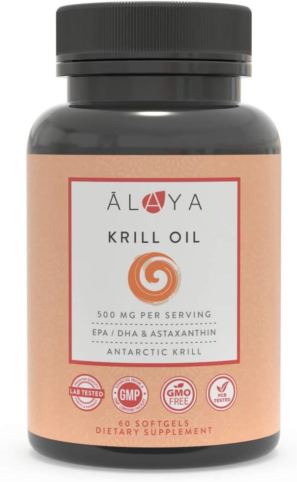 Alaya Naturals Antarctic Krill Oil 500mg Supplement with