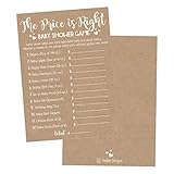 25 Rustic Guess If The Price is Right Baby Shower Game Ideas for Boys Girls Fun Party Activities Cards Best Gender Neutral Reveal Guessing Funny Questions Bundle Pack for Couples Decorations Supplies