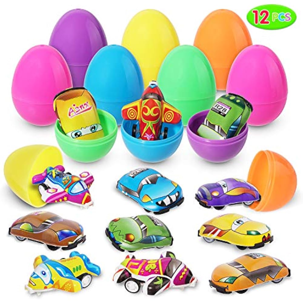 Easter Eggs Filled With Mini PullBack Vehicle Toys (12 Pcs) Cartoon