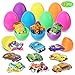 Easter Eggs Filled with Mini Pull-Back Vehicle Toys (12 Pcs); Cartoon Cars & Airplanes Set for Easter Theme Party Favor, Easter Eggs Hunt, Basket Filler, Classroom Prize Supplies.