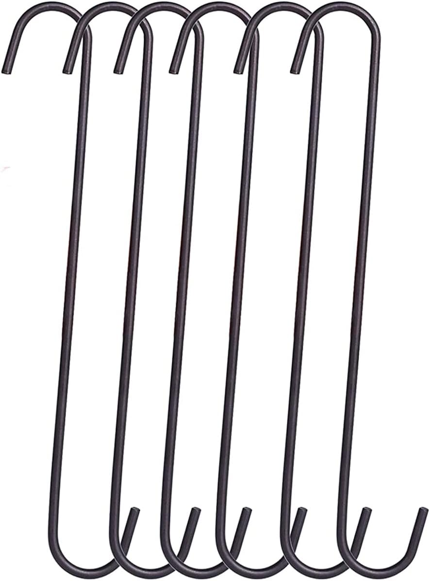Outdoor Hanging Brackets - 6 Pack heavy duty s hooks,Brown strong metal big hooks for hanging plants or large items as potted plants,garden tools,bird cages,animal feeders