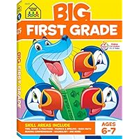 School Zone - Big First Grade Workbook - Ages 6 to 7, 1st Grade, Basic Math, Addition & Subtraction, Telling Time, Reading, Phonics, and More (School Zone Big Workbook Series)