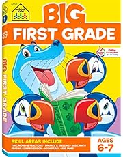 School Zone - Big First Grade Workbook - Ages 6 to 7, 1st Grade, Beginning Reading, Parts of Speech, Basic Math, Word Problems, Time, Money, Fractions, and More (School Zone Big Workbook Series)