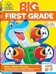 School Zone - Big First Grade Workbook - Ages 6 to 7, 1st Grade, Beginning Reading, Parts of Speech, Basic Mat