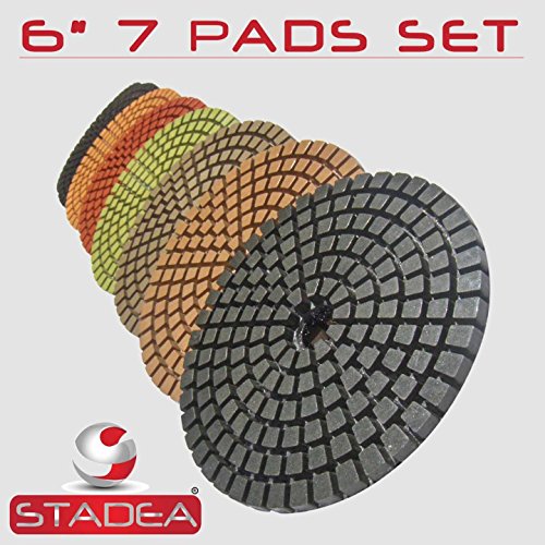 STADEA Premium Grade Wet 6" Diamond Polishing Pads Set For GRANITE MARBLE STONE Polish