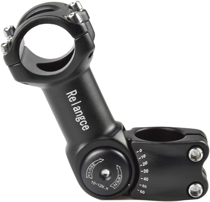 Relangce 110mm Bike Stem Riser 25.4/31.8mm, Adjustable Aluminum Alloy Bicycle Handlebar Extender 0~60 Degree Bike Fork Extender for Mountain Bike Road Bike City Bike Folding Bike Men/Women/Boys/Girls - Image 4