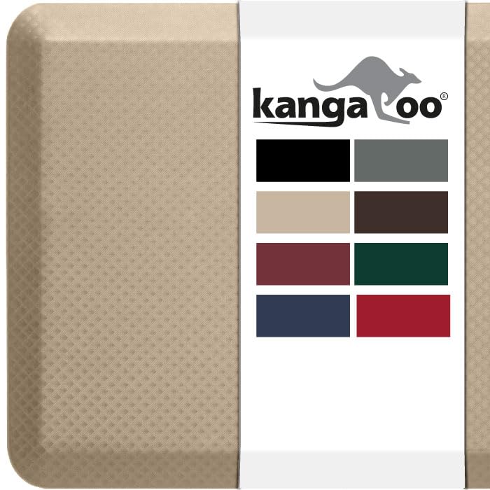 Kangaroo Anti-Fatigue Kitchen Mat - 39x20 Inch, Thick Cushioned, Waterproof Top (Black)