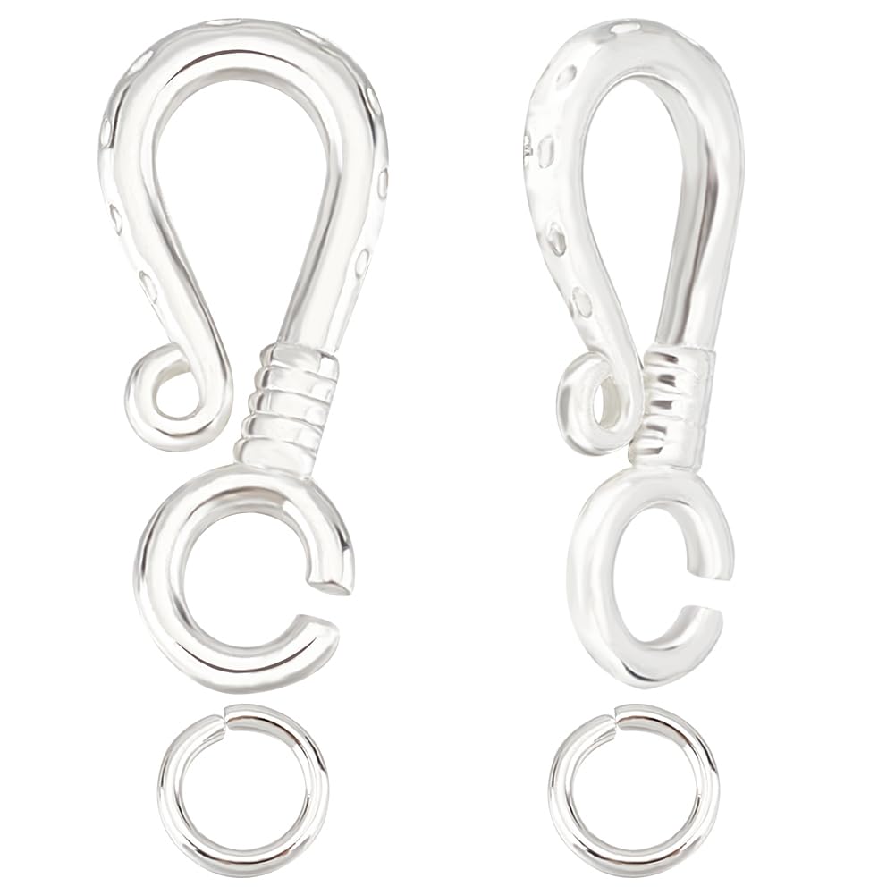 Beebeecraft 1 Box 10pcs S Hook Clasps Sterling Silver 19mm Necklace Clasp Connector with 20pcs Jump Ring for DIY Jewelry Making