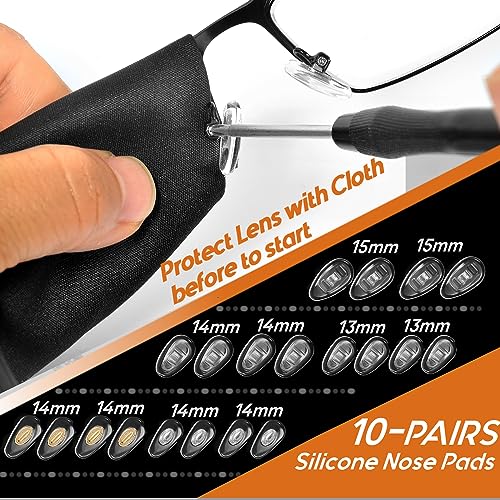 TEKPREM Magnetic Eyeglass Repair Tool Kit, Eye Glasses Repairing Screwdriver Set with Eyeglass Screws,Silicone Nose Pads,Tweezer,Small Screwdriver for Eyeglasses,Sunglasses and Nose Pads Replacement