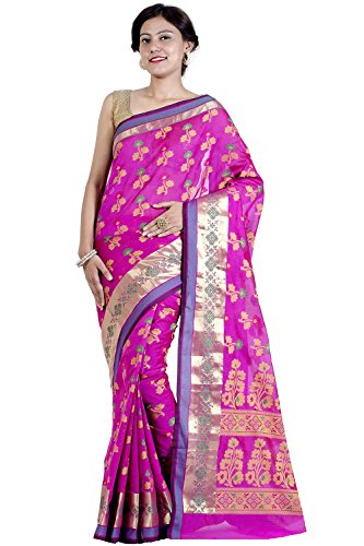 Chandrakala Magenta Banarasi Cotton Silk Saree