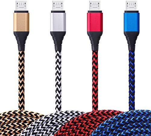 Android Charger Cable, Vifigen 4-Pack 10FT High Speed Premium Nylon Braided USB 2.0 A Male to Micro B Sync Data &amp; Charging Cord for Android, Samsung Galaxy, Motorola, Nokia, Nexus, HTC, LG, Sony