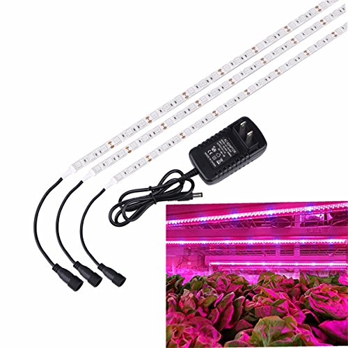 Plant Light, SOLMORE 3Pcs 1.6ft/strip LED Plant Light Grow Strip Light Flexible Soft Strip Light with 2A Power Adapter for Aquarium Greenhouse Hydroponics Indoor Plant Vegetable Flower Seeds Growth