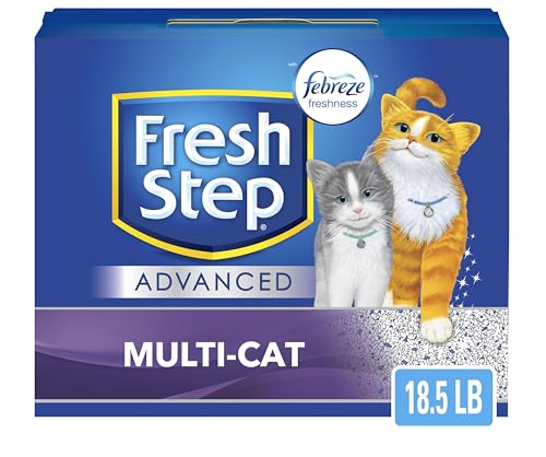 Fresh Step Clumping Cat Litter, Multi-Cat, Advanced Long Lasting Odor Control Kitty Litter with Activated Charcoal, Low Dust Formula, 18.5 lb