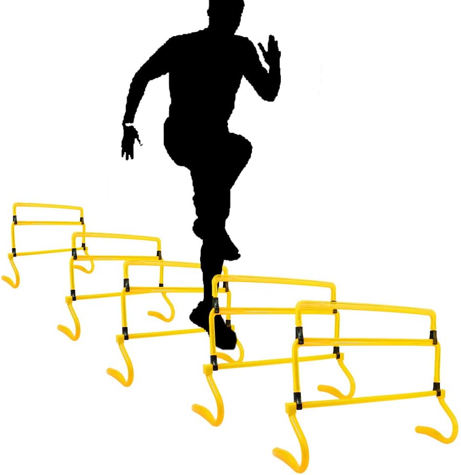 ASENVER 4 Height Adjustable Speed Training Hurdles Fitness & Speed Training Equipment (Set of 5) : Sports & Outdoors