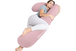 INSEN Pregnancy Pillow for Sleeping,Maternity Body Pillow for Pregnancy Women,Pregnancy Support Pillow for Back, Hip Pain, Pink
