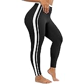 Aoysky Womens Plus Size Yoga Leggings XL-5XL High Waisted Inseam Full Length Workout Active Pants with Contrast Trim