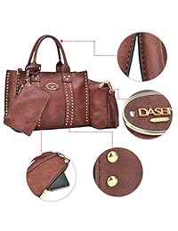 DASEIN Bolsa tote de diseño Satchel. Bolsa de mano de imitación de piel. Bolsa de hombro. Bolsa de asa superior. Bolsa portafolios.