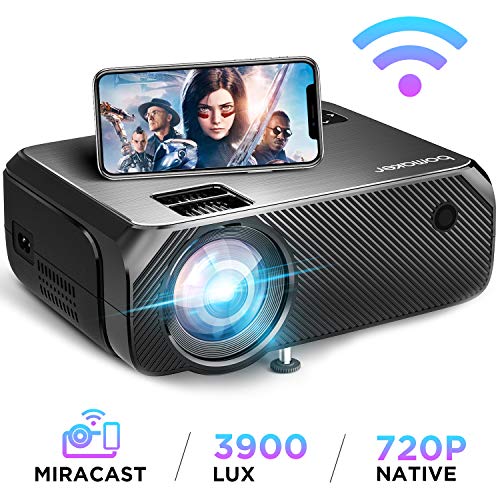 Bomaker Wi-Fi Projector, Wireless Screen Mirroring and Cast Screen TV Projector, HD Portable HDMI Projector, 3900 Lux, 1080P and 300” Display Supported, For Android/ iSO / Laptops/ PCs/ Windows 10