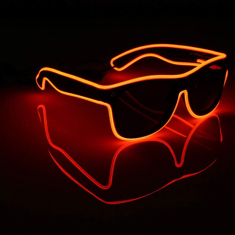 Neon El Wire LED Light Up led glasses Clear LED Standard Control Box Funny Amazing Cool Glasses Eyeglasses Eyewear for Christmas Halloween Wild Party,Dance Ball,Crazy Parties, Raves (red)