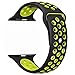 yearscase 38MM Soft Silicone Bracelet Sport Replacement Strap Wristband with Ventilation Holes for Apple Watch Nike+ and Apple Watch Series 1 2, M/L Size ( Black / Volt Yellow )