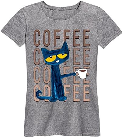 Pete the Cat Pete With Coffee Adult - Ladies Short Sleeve Classic Fit Tee