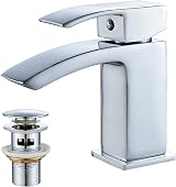 Luckyhome Basin Taps Waterfall Mono Mixer Chrome with Waste view 1