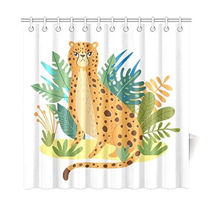 Amazon Com Vnaskl Home Decor Mens Shower Curtains Wild Leopard