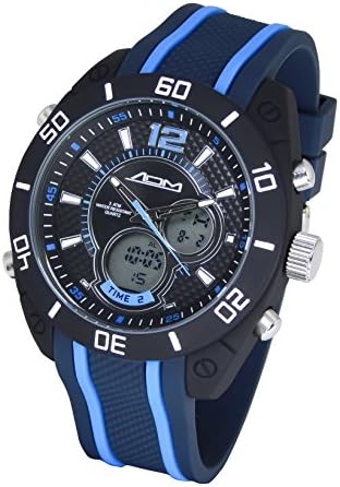 American Design Machine Men's 'Indianapolis' Quartz Stainless Steel and Silicone Sport Watch, Color:Blue (Model: ADS 4004 BLU)