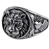 Lion King Mens 361L Stainless Steel Biker Rocker Gothic Vintage Black Ring Size 7-13